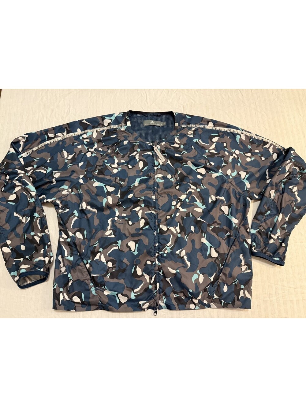Adidas by Stella McCartney Run Jacket Women's L Navy Camo Print Full Zip